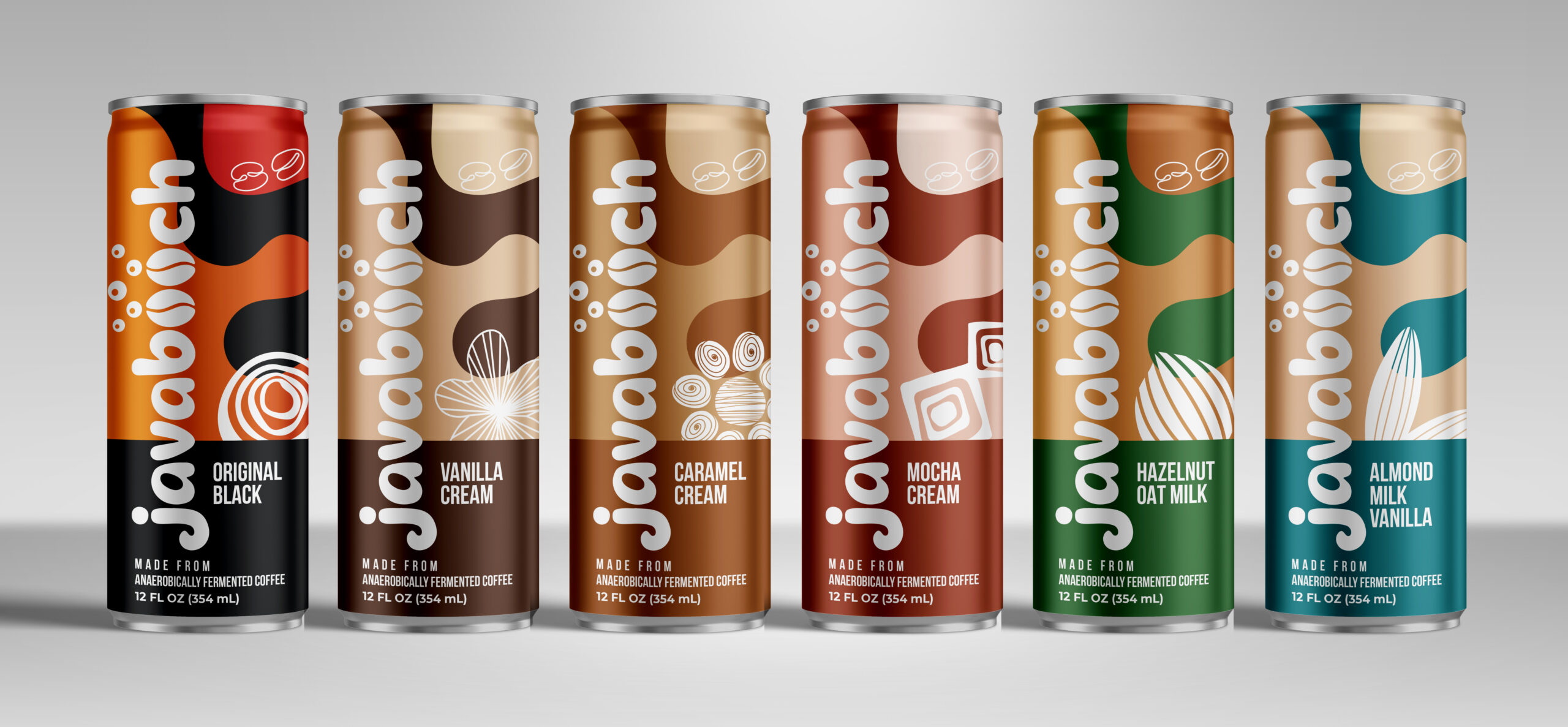 A variety of Javabooch ready-to-drink cans